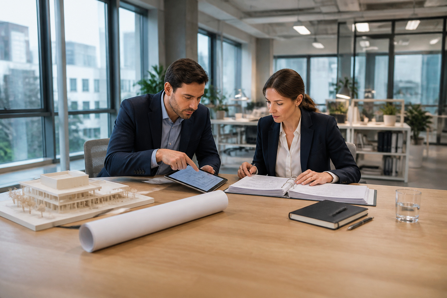 Discussion architecturale autour dune table