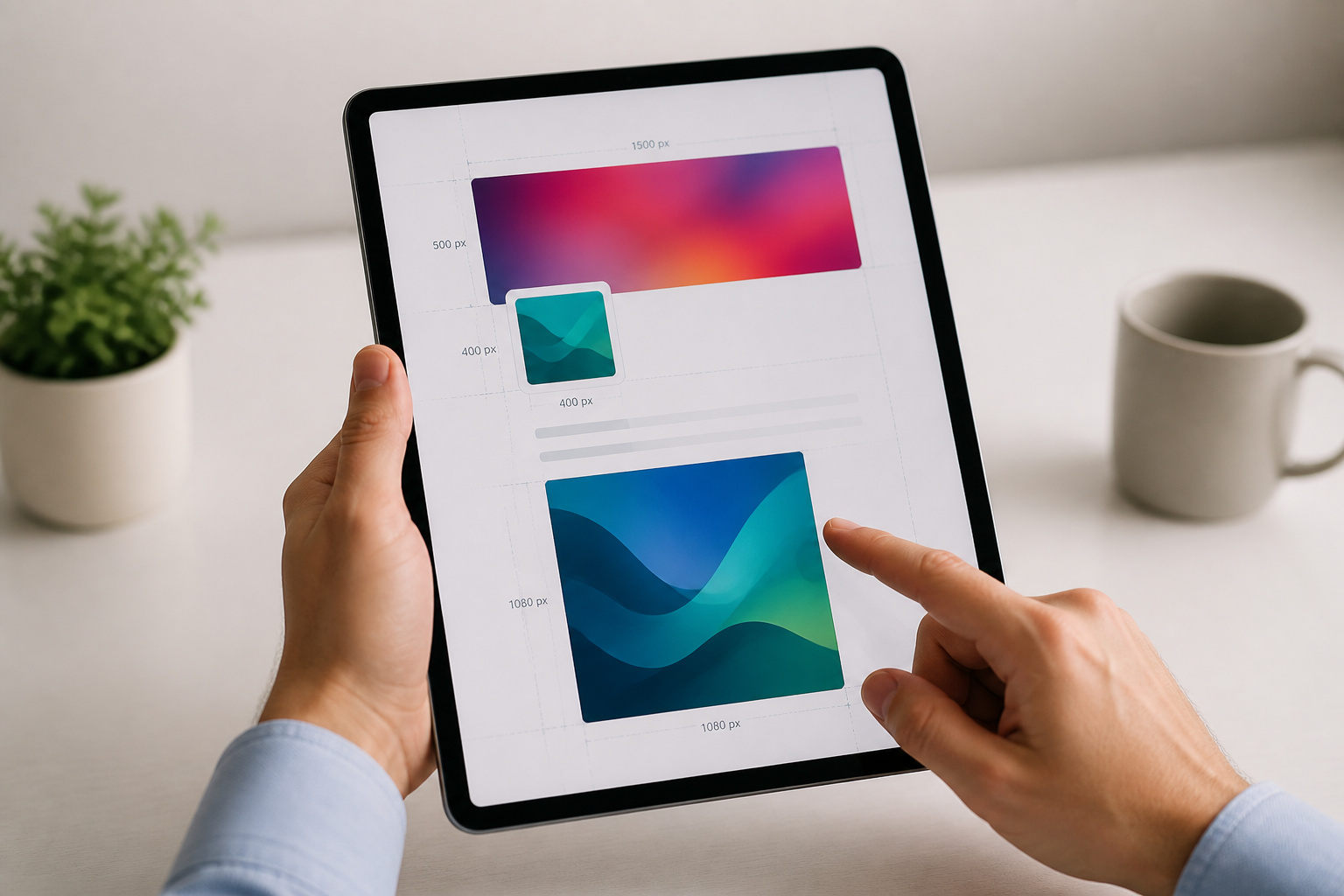 Mains sur tablette design dinterface